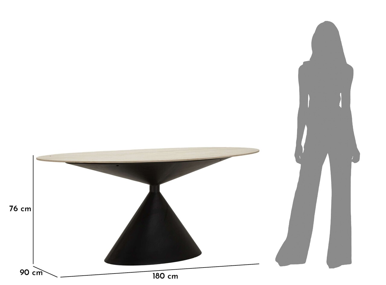 Masa dining Space, Mauro Ferretti, 180x90x76 cm, MDF/fier, crem/negru - 2 | YEO