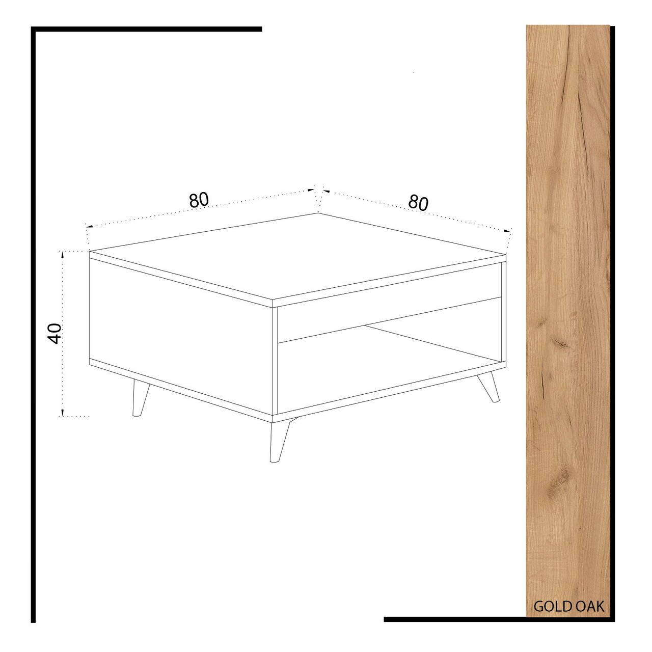 Masuta de cafea, Mod Design, Silla, 80x40x80 cm, Stejar / Alb