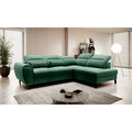 Coltar extensibil dreapta 4 locuri ELTAP, RT-35LU, Noble, 255x201x100 cm, lemn/poliester, verde inchis