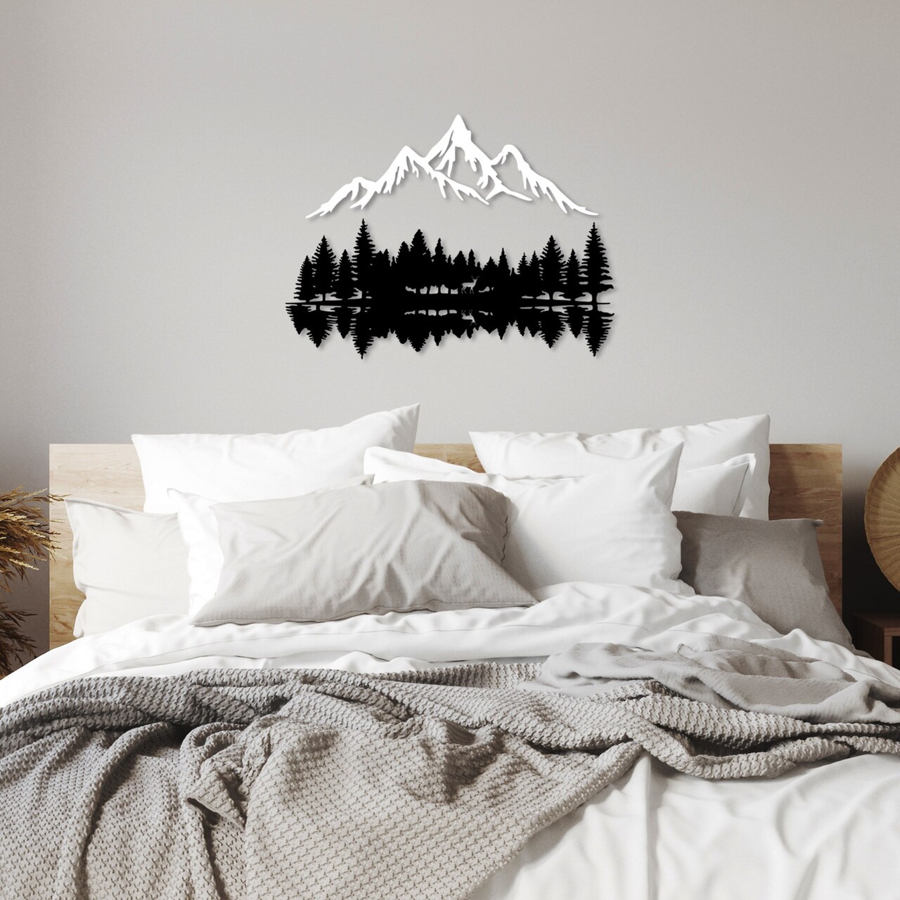 Decoratiune de perete, Nature And Mountain, Dimensiune: 62 x 22 cm (1 bucată), Alb/Negru - view 3