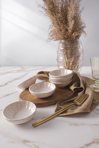 Set boluri pentru sos, Hermia, 275KRM2677, Ø 10 cm, 6 piese, Crema mata