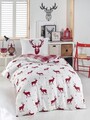 Lenjerie de pat pentru o persoana 2 piese, Geyik - Claret Red, Eponj Home, 65% bumbac/35% poliester