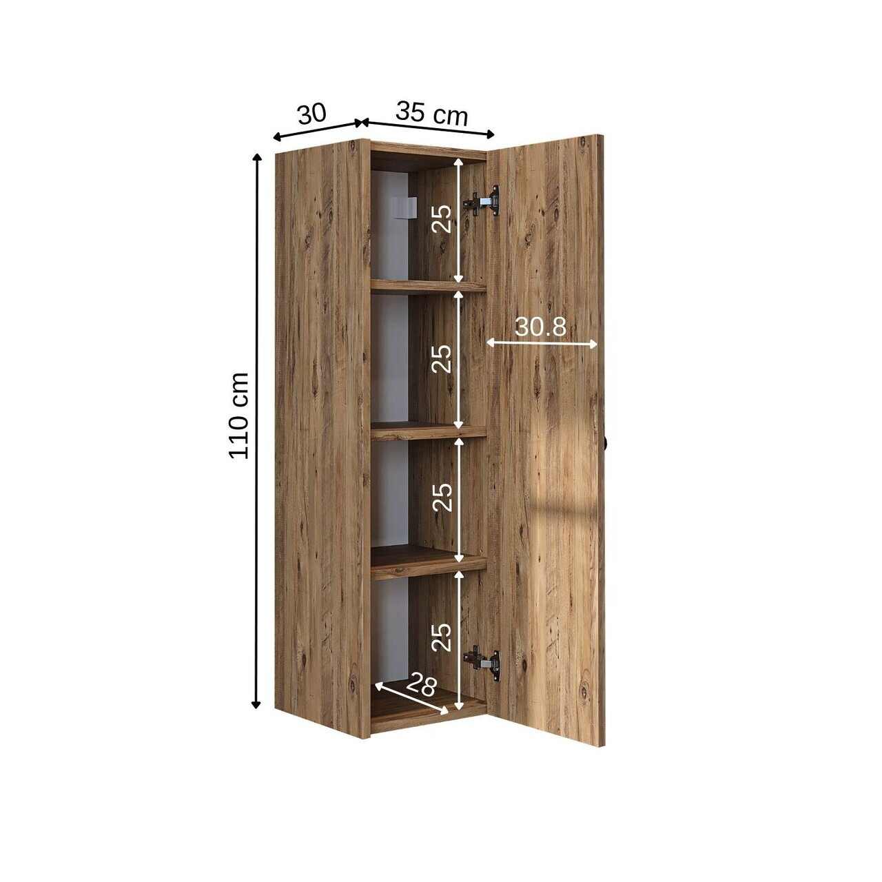 Dulap de baie, Hanah Home, 2859, 35x110x30 cm, PAL MELAMINAT, Maro — imaginea 6