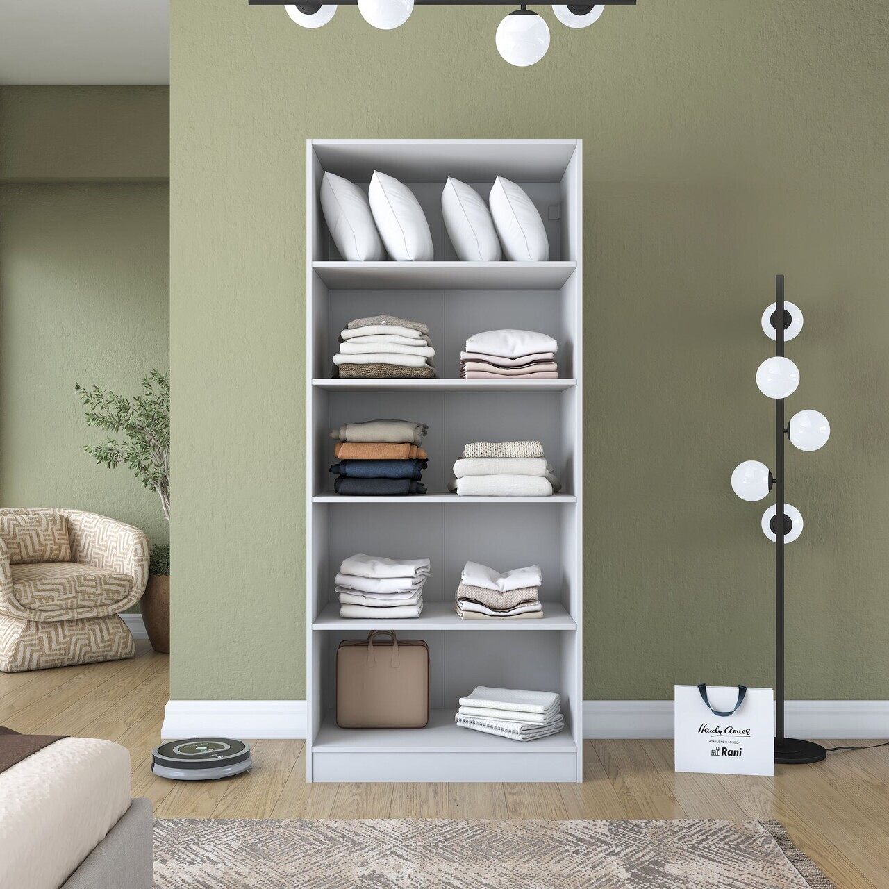 Dulap pentru haine, Hanah Home, BA202, 90x210x57.5 cm, PAL melaminat, Alb - view 7