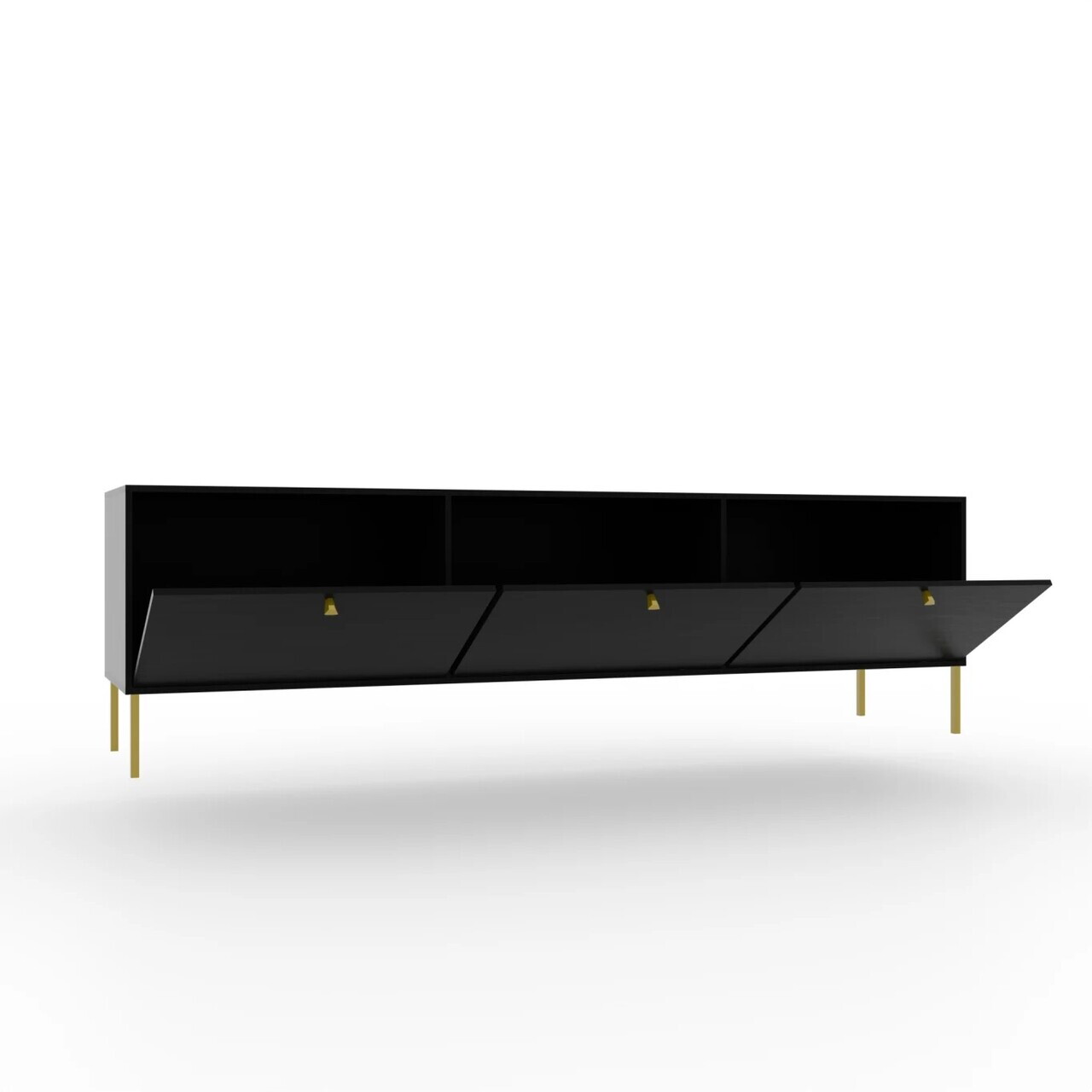 Comoda TV ADRK, Tili 3D, 180x40.8x50 cm, PAL laminat, negru — imaginea 4
