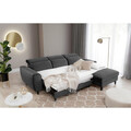 Coltar extensibil dreapta 4 locuri ELTAP, Foble, 267x196x100 cm, lemn/poliester, gri inchis