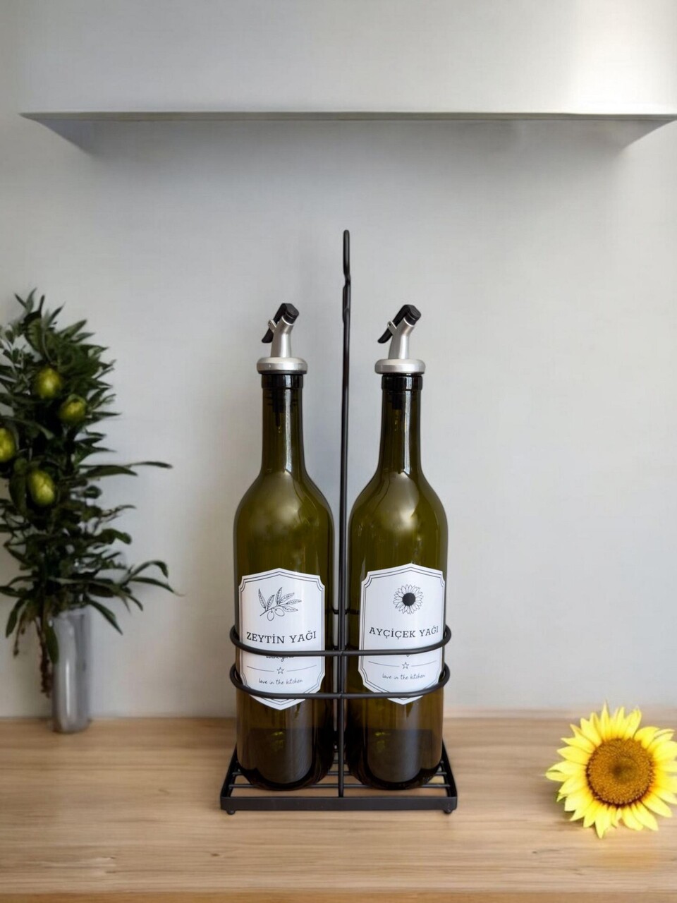 Set sticle dispenser ulei si otet, Hermia, 435SLW1106, Dimensiuni suport: 9 x 17 x 40 cm (1 bucată), Negru - imagine 7