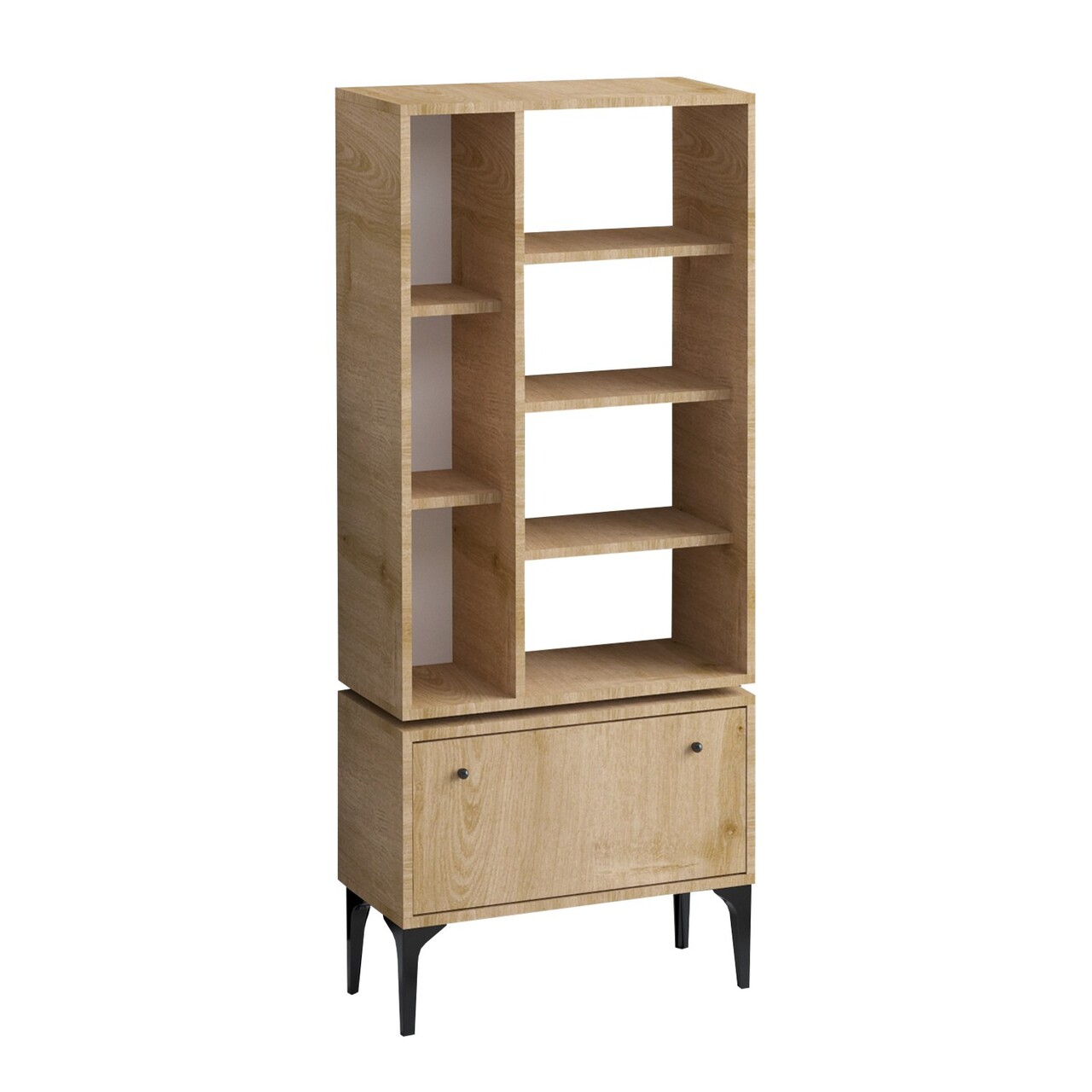 Corp biblioteca, Emerald, Fix, 65x160x30 cm, PAL, Stejar / Negru - 2 | YEO