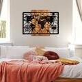 Decoratiune de perete, World Map 6-L, Dimensiuni: 70 x 96 cm, Nuc / Negru