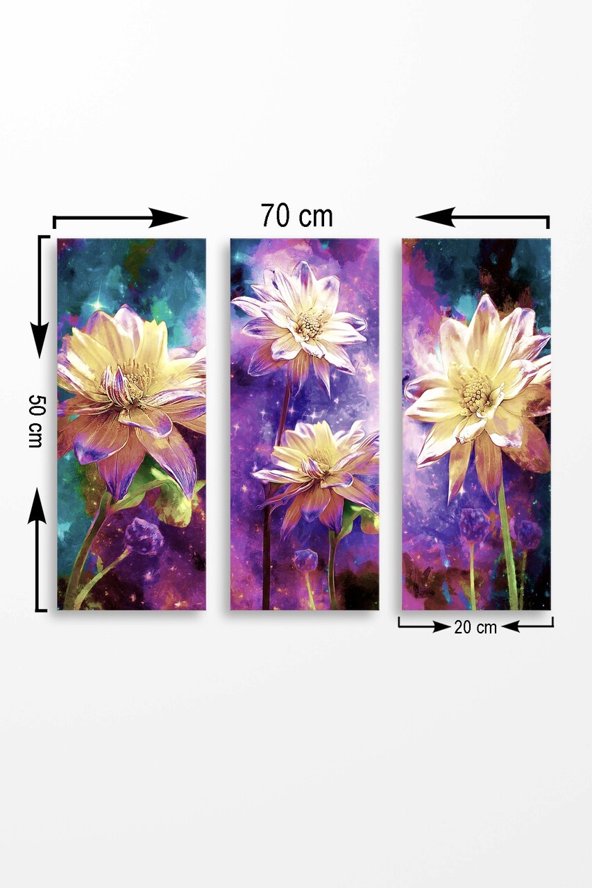 Set 3 tablouri decorative, MDF0017, 20 x 50 cm, 3 piese, Multicolor - view 2