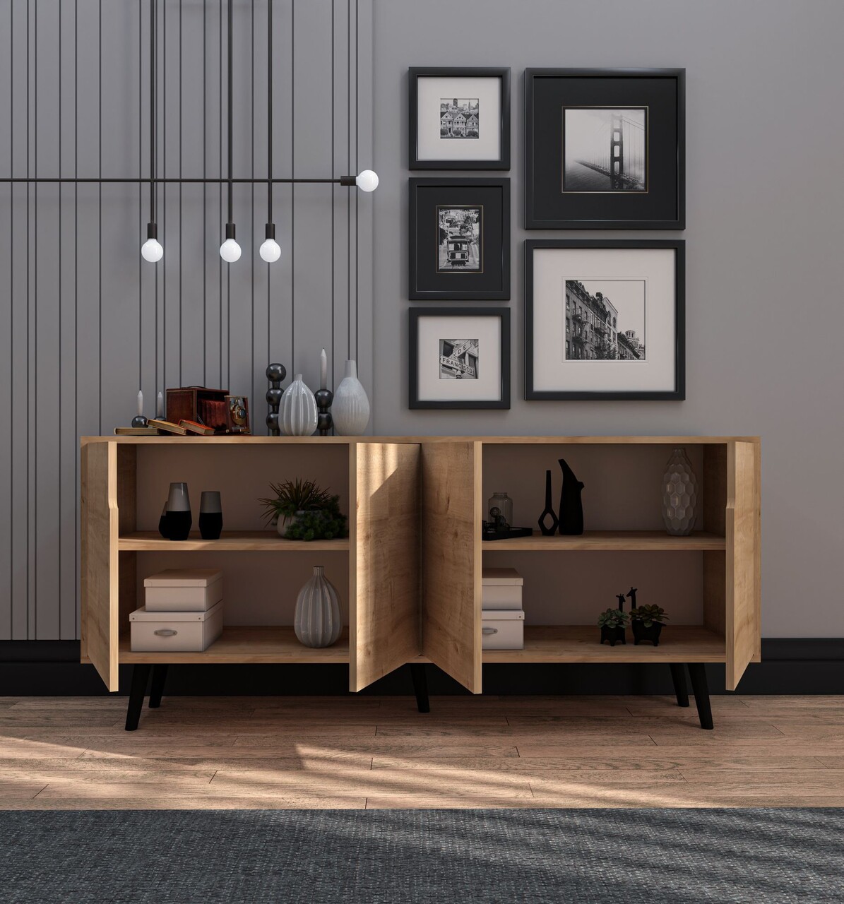 Consola, Hanah Home, Latina Modern 180, 180x80x45 cm, PAL, Maro - view 3