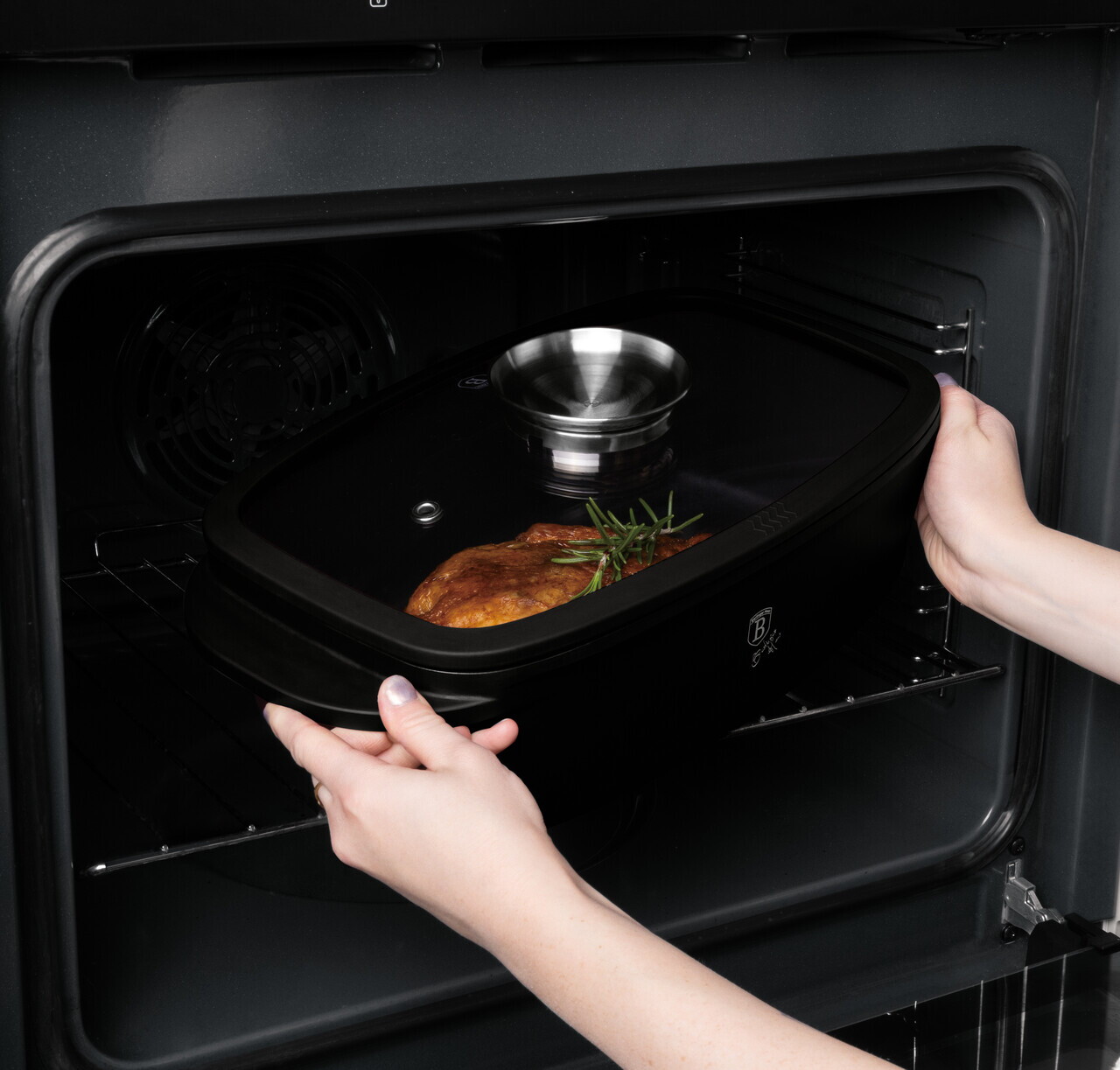 Tava cu capac Berlinger Haus, Matte Black, 32x21x10.6 cm, 6 L, aluminiu turnat, negru mat - imagine 9