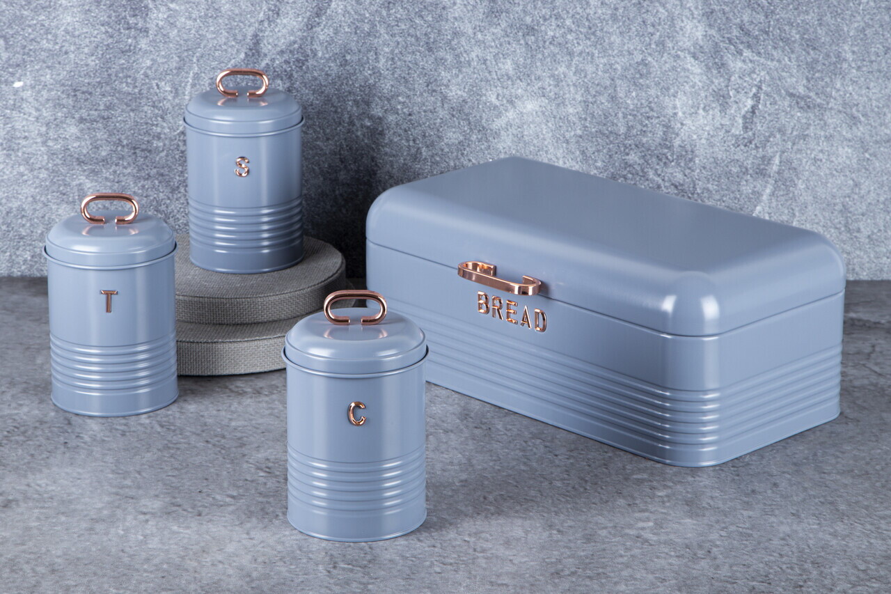 Set cutie pentru paine si 3 recipiente Berlinger Haus, Moonlight, 42.5x23x16 cm, otel carbon, gri - imagine 2