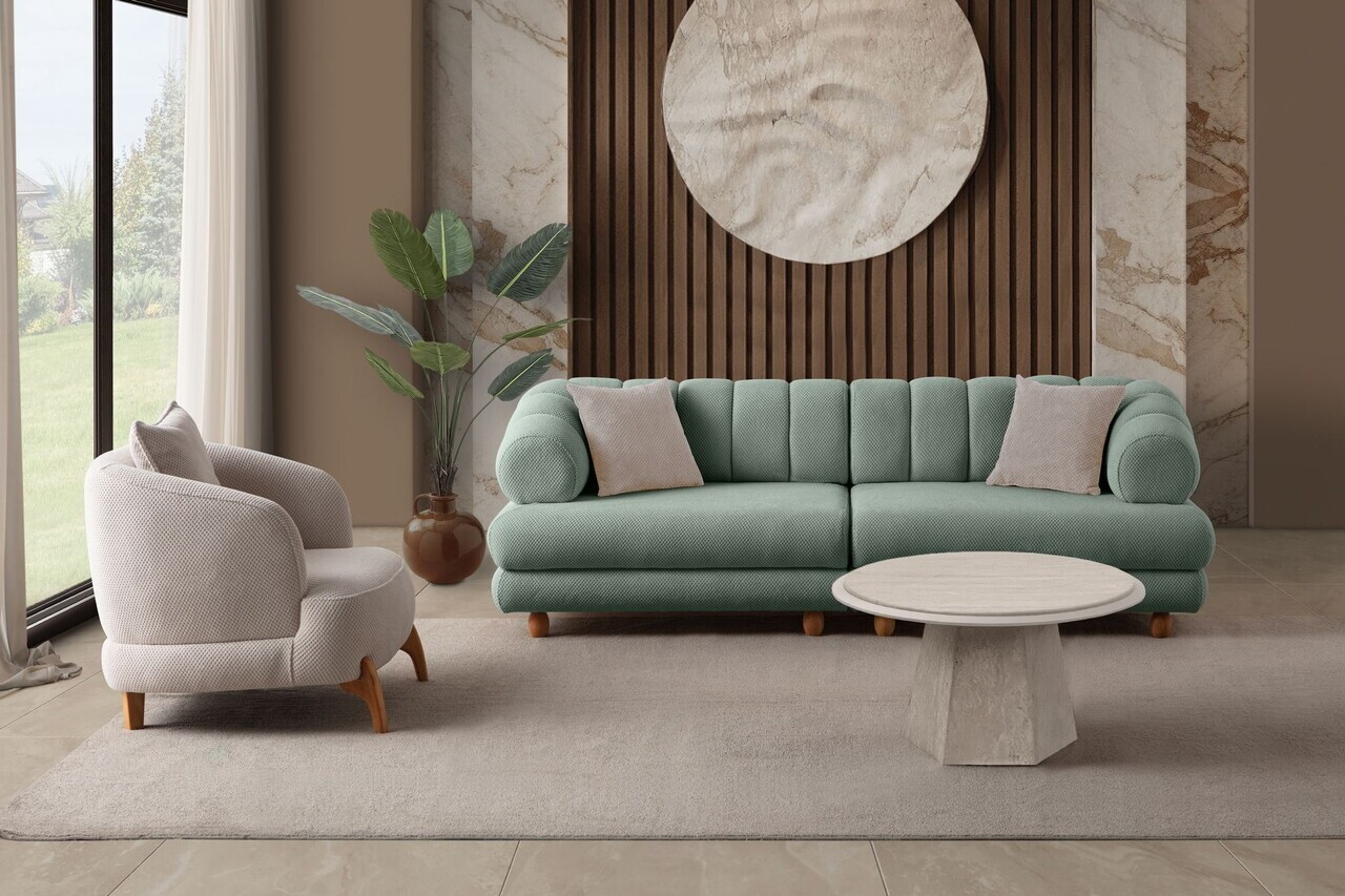 Canapea 3 locuri, Atelier del Sofa, 752EST1160, Lemn de carpen/PAL melaminat, Verde - view 7