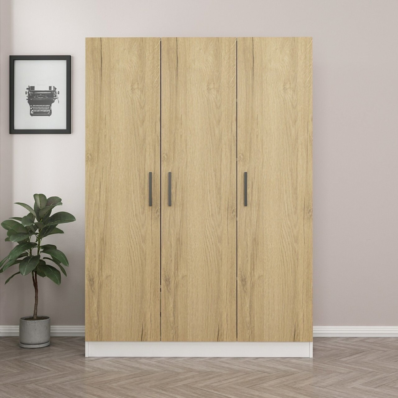 Dulap pentru haine, Minerva, Kale Walnut, 135x210x52 cm, PAL, Maro - 1 | YEO