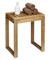 Taburet pentru baie Fondi, Wenko, 60x30x39 cm, lemn acacia, maro
