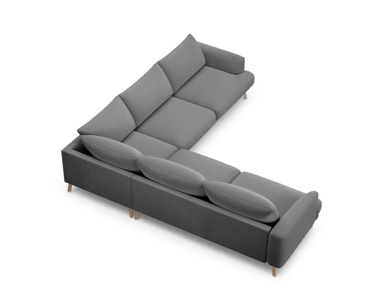 Coltar simetric 5 locuri, Naomi, Micadoni Home, 280x280x75 cm, catifea, gri — imaginea 3