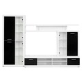 Mobilier living cu LED, 4 piese, Pamela, 284 x 40 x 195 cm, PAL/sticla, alb/negru