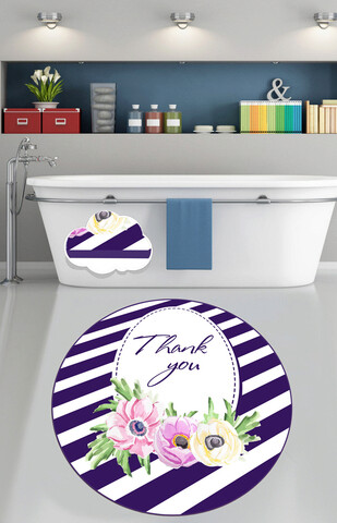 Covoraș de baie, chilai, thank you (100 cm), catifea, multicolor