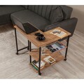 Masuta multifunctionala cu roti Melin, Sapphire, 70x76x63 cm, natural/negru