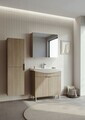 Set Dulap de Baie cu Chiuvetă și Oglindă (2 Piese), Hanah Home, Purus 80, Stejar