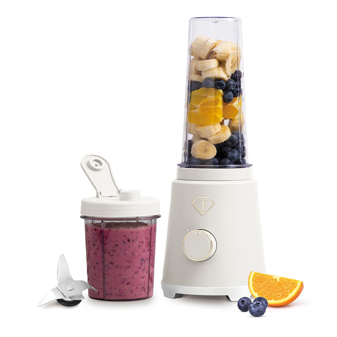Blender pentru smoothie Fashion TV, Sahara, 320W, 300 ml/ 600 ml, inox/plastic, crem/transparent - view 2