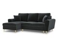 Coltar extensibil stanga 4 locuri, Moghan, Micadoni Home, GL, 241x145x88 cm, catifea, gri inchis