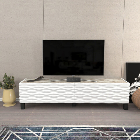 Comoda tv, retricy, lerze, 149.2x35x38 cm, pal, alb