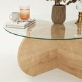 Masuta de cafea, Neostill, Bubble, 75x35x75 cm, Sticla temperata , Maro