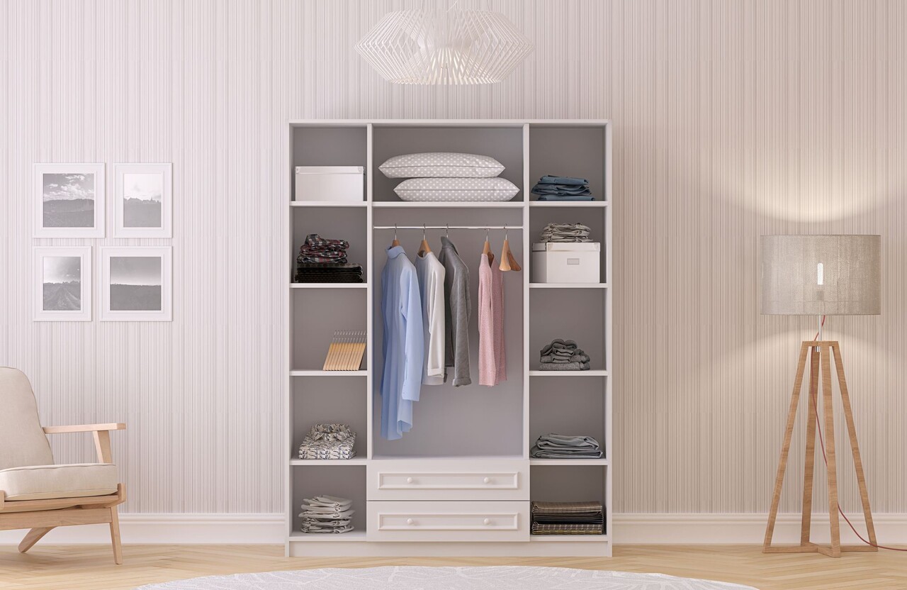 Dulap pentru haine, Rabi, Rb-186-02, 140x182x52 cm, Alb mat - 2 | YEO