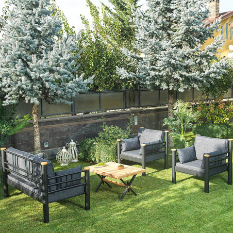 Set mobilier de gradina, heaven, kappis (2+1+1), negru / antracit