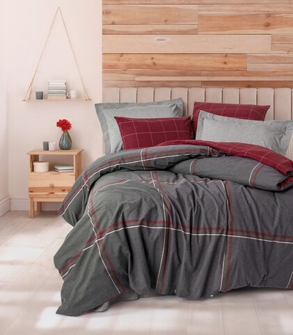Lenjerie de pat dubla, Sento - Grey, Cotton Box, 50% bumbac / 50% poliester