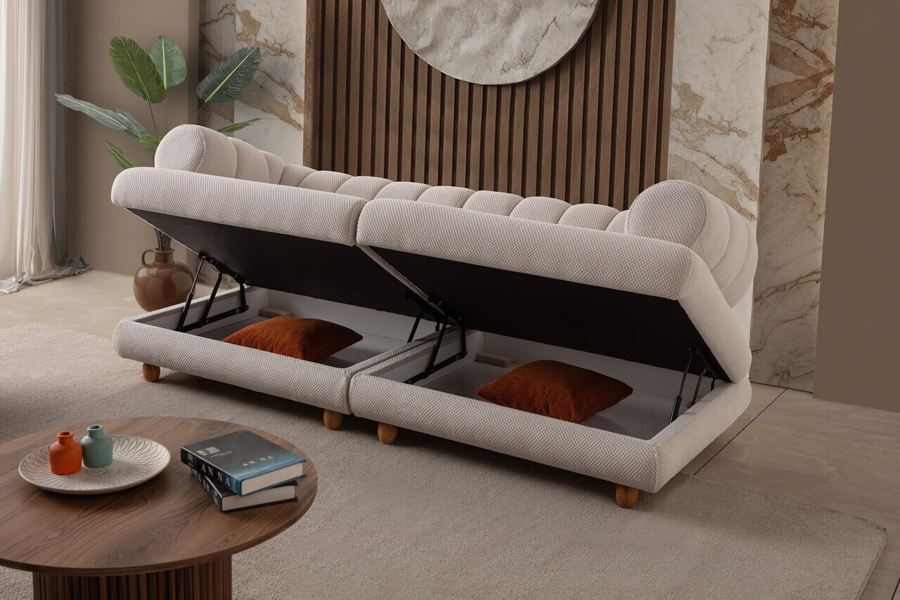 Canapea 3 locuri, Atelier del Sofa, 752EST1156, Lemn de carpen/PAL melaminat, Bej - view 4