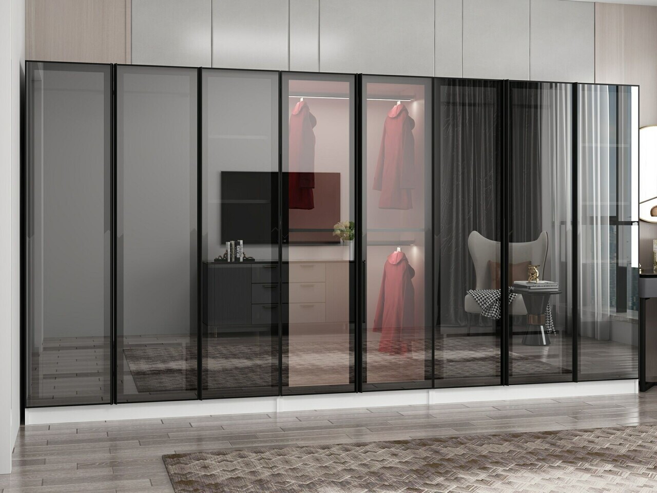 Dulap pentru haine, Hanah Home, Nisa, 360x210x52 cm, Alb — imaginea 3