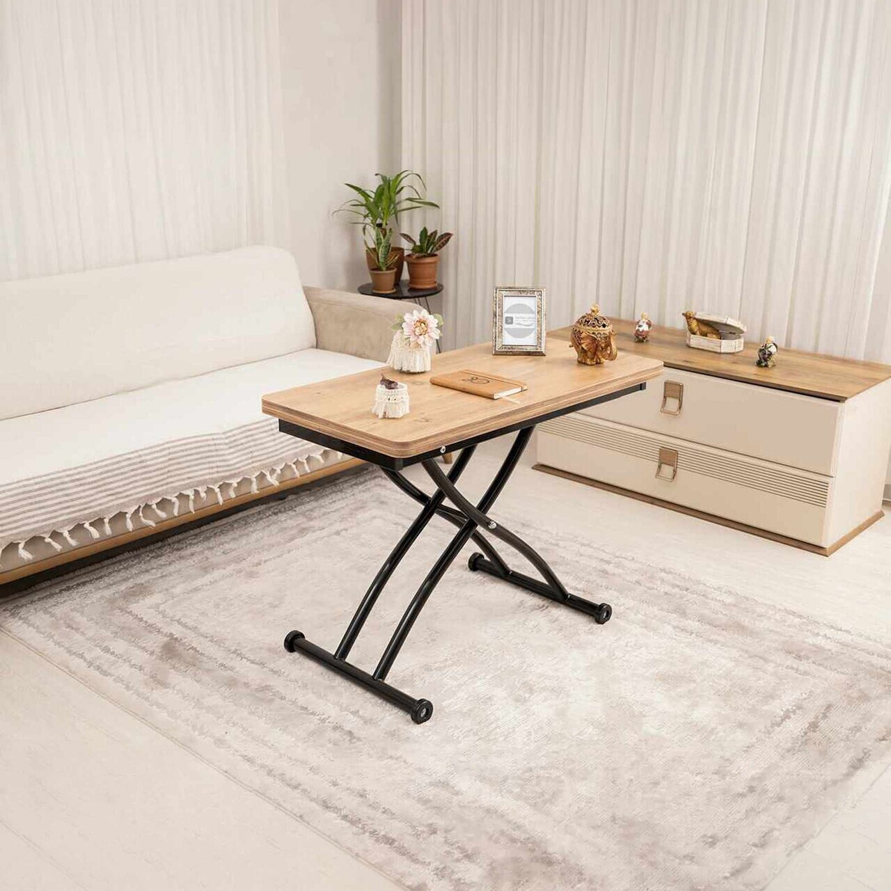Masuta de cafea, Hanah Home, Mini Juppo Ext, MDF, Pin / Negru — imaginea 2