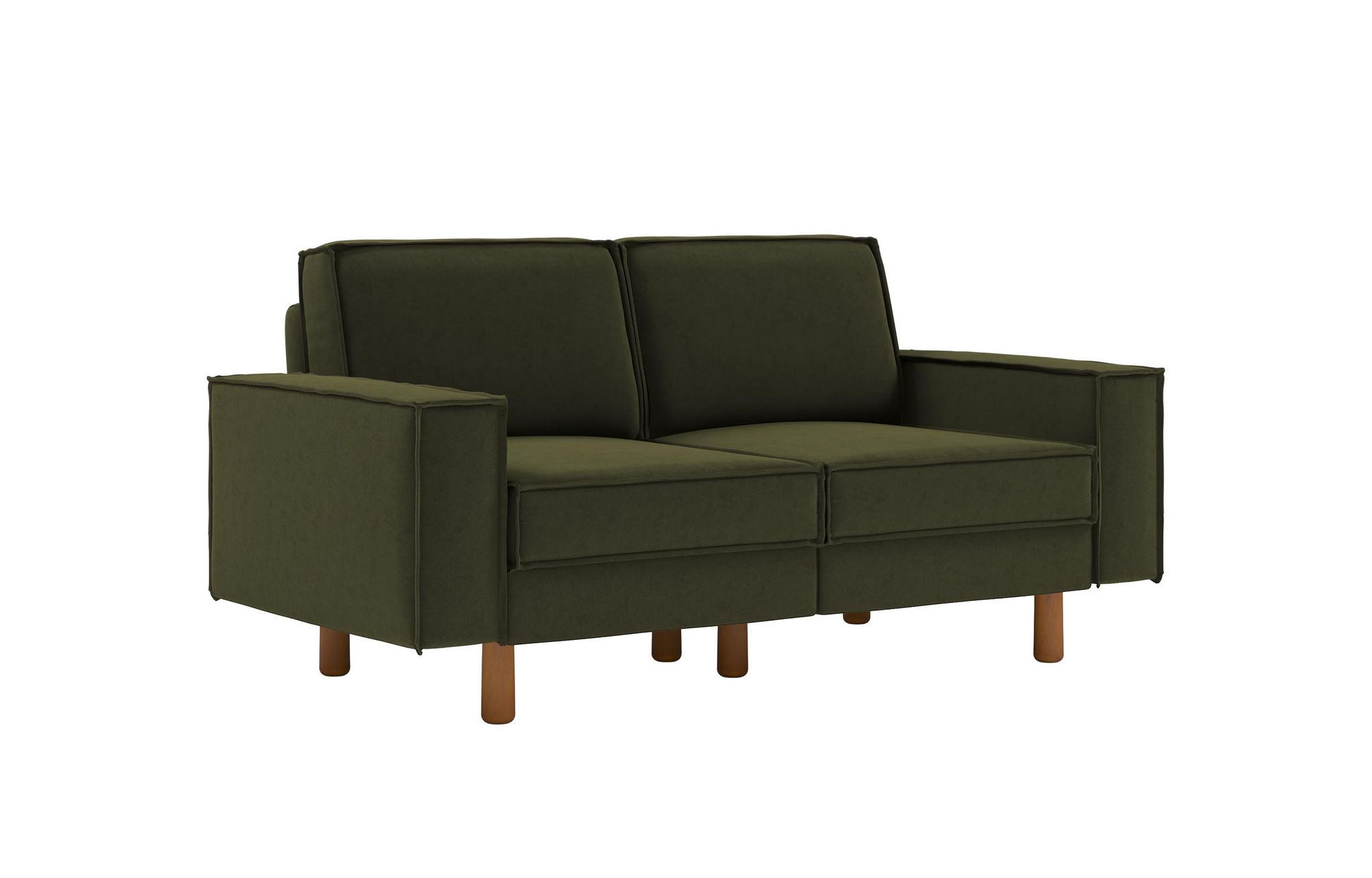 Canapea 2 locuri, Atelier del Sofa, 918CMF1220, Cadru: 100% OȚEL, Verde ulei / Nuc