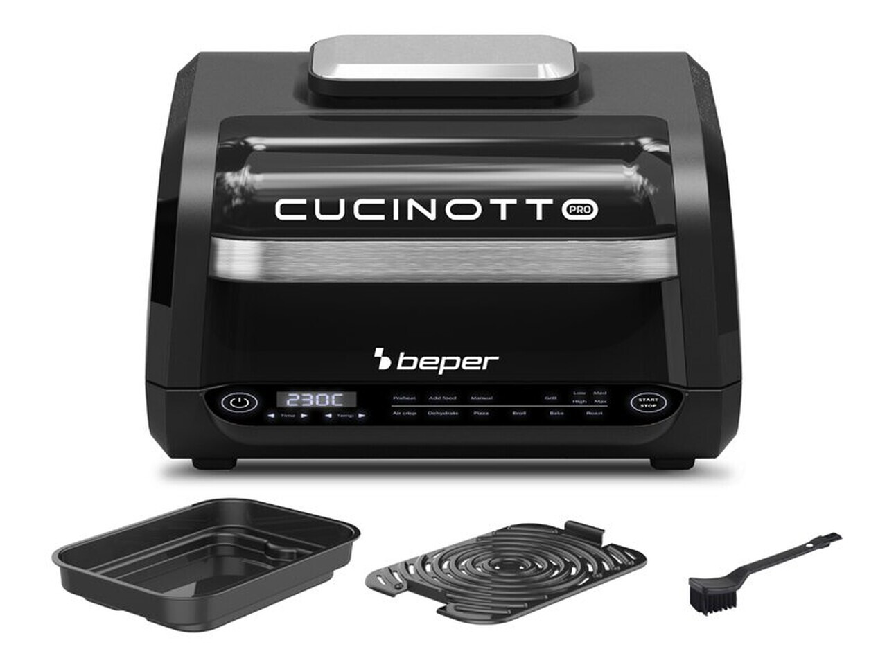 Friteuza cu aer fierbinte si gratar multifunctional Cucinotto Pro, Beper, 1700W, 39.5x40x24.5 cm, 8 programe, plastic/aluminiu/inox, negru — imaginea 2