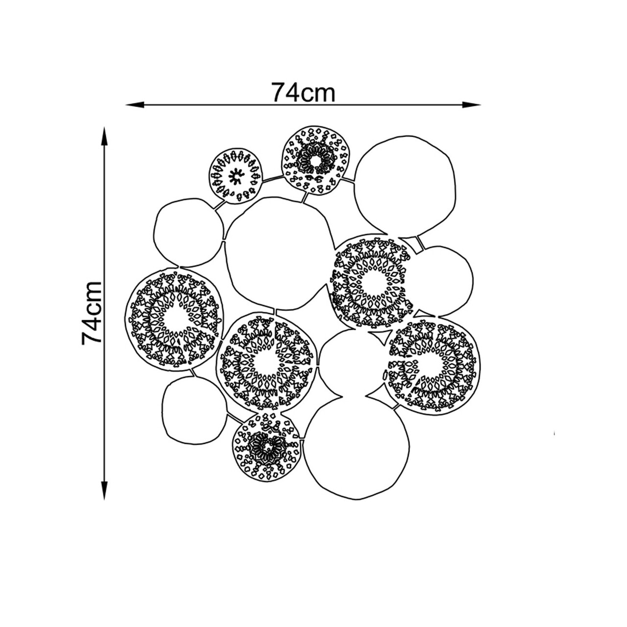 Decoratiune de perete, Old, Tanelorn, 74x74 cm, metal