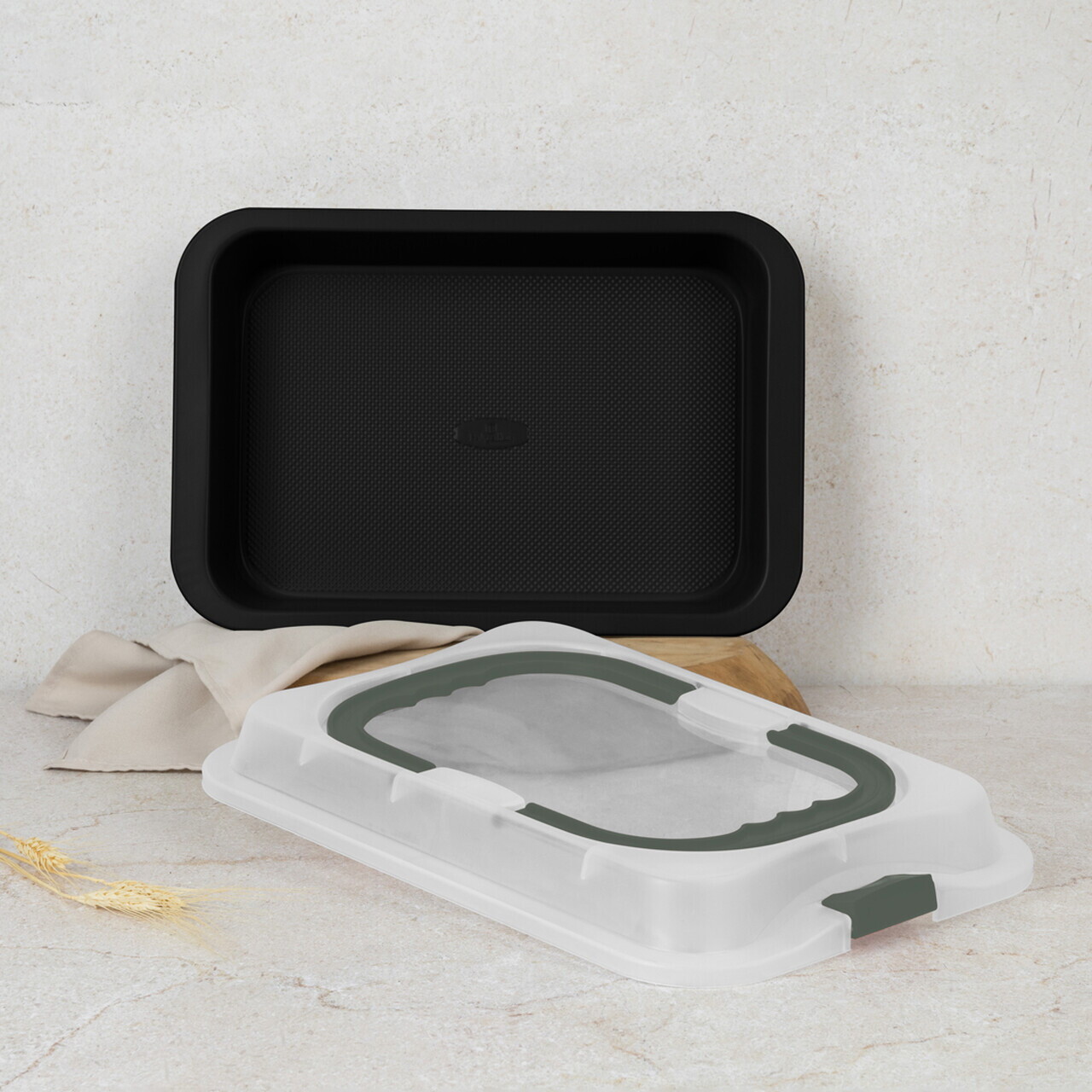 Tava cu capac Berlinger Haus, Matte Green, 36.5x24.5x5.5 cm, otel carbon/plastic, verde mat - imagine 2