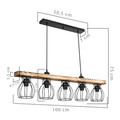 Lustra Jazzy, Pakoworld, 100x12x75 cm, 5 x E27, 20W, lemn/metal, maro/negru