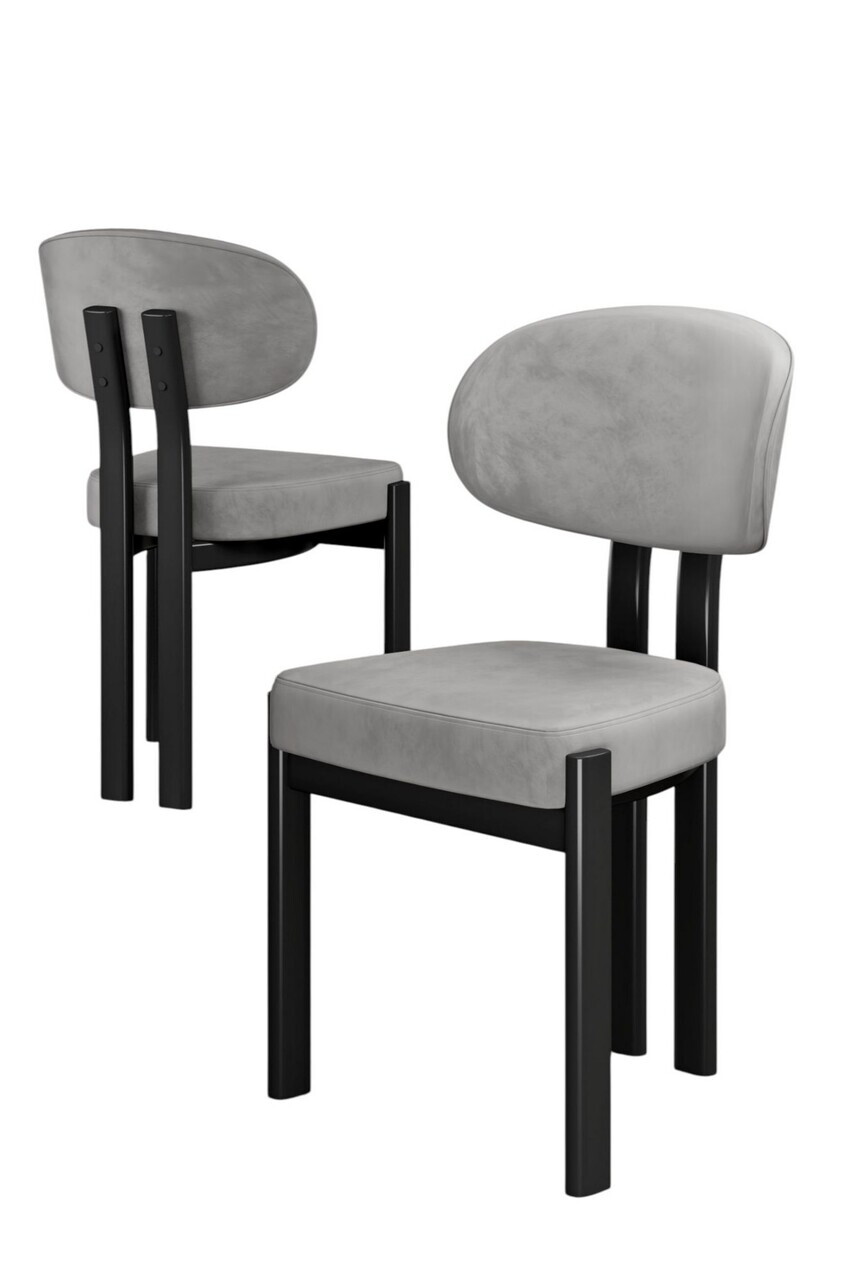 Set scaune 2 piese, Hanah Home, Dore, Gri/Negru — imaginea 2