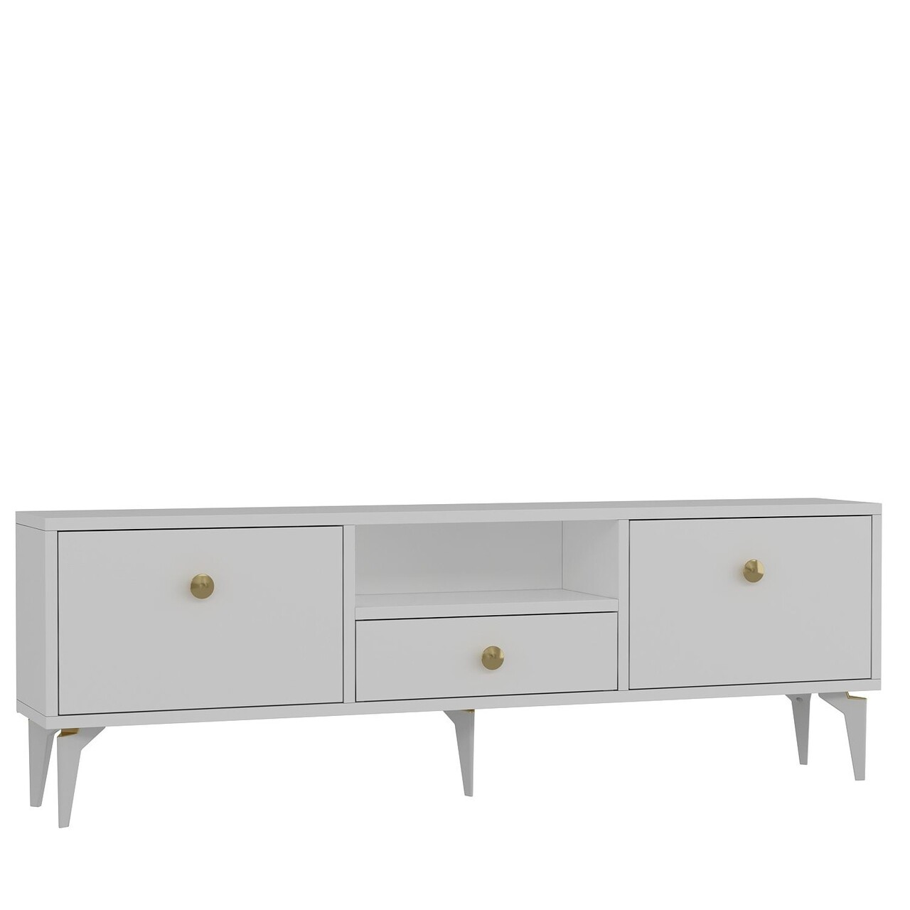 Comoda TV, Hanah Home, 1300-DROP-1, 140x49x30 cm, PAL , Alb/Auriu - view 4