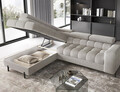 Coltar extensibil stanga 5 locuri ELTAP, LT-20ROY, Ferucce, 276x200x93 cm, lemn/poliester, bej deschis