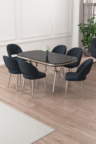Set masa si scaune (7 piese), Hanah Home, Jita, Sonata / Crom / Antracit