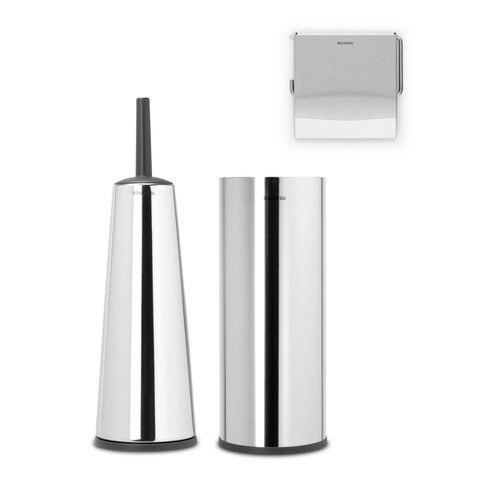Set accesorii pentru baie 3 piese, Brabantia, Balance Brilliant, otel, argintiu