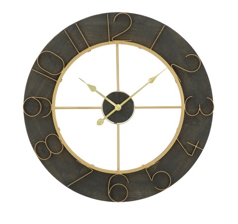 Ceas de perete Dark Glam, Mauro Ferretti, Ø 70 cm, fier, negru/auriu