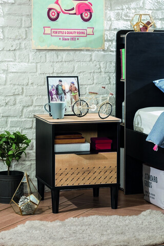 Noptiera, Çilek, Black Nightstand, 44x54x40 cm, Multicolor 44x54x40 imagine 2022