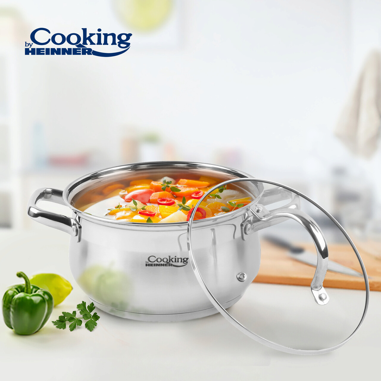 Semioala cu capac Amira, Cooking by Heinner, 20x11.5 cm, 3.6 L, inox/sticla