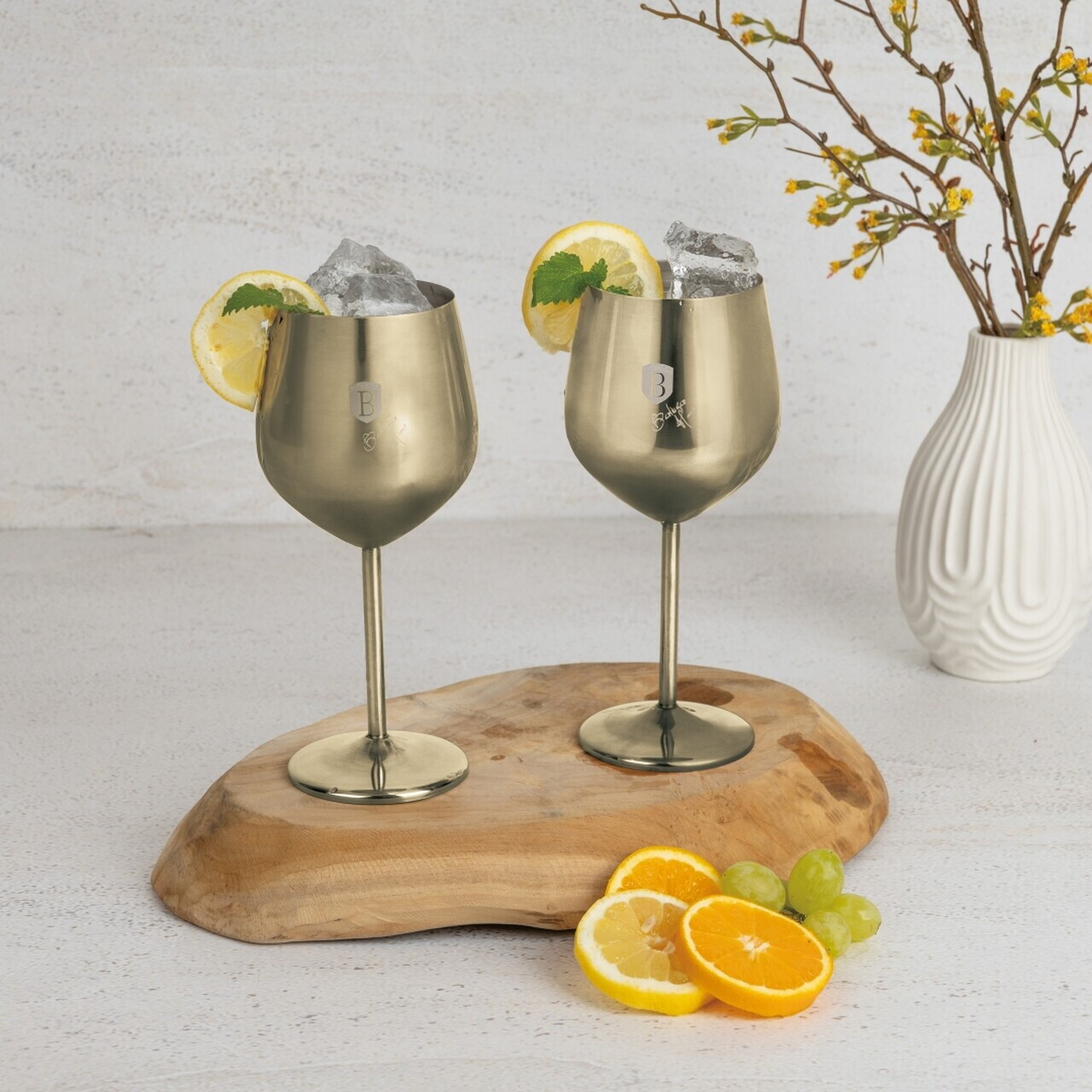 Set 2 pahare pentru vin Berlinger Haus Sahara/Leonardo 550 ml inox 18/10 auriu