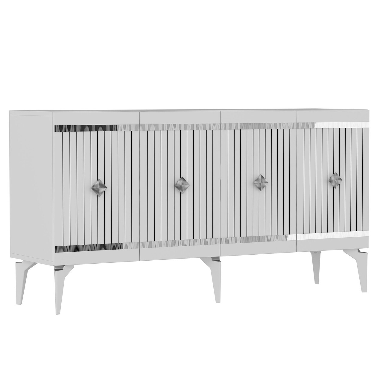 Consola, Hanah Home, Lenora, 150x79x40 cm, PAL , Alb / Argintiu - view 6